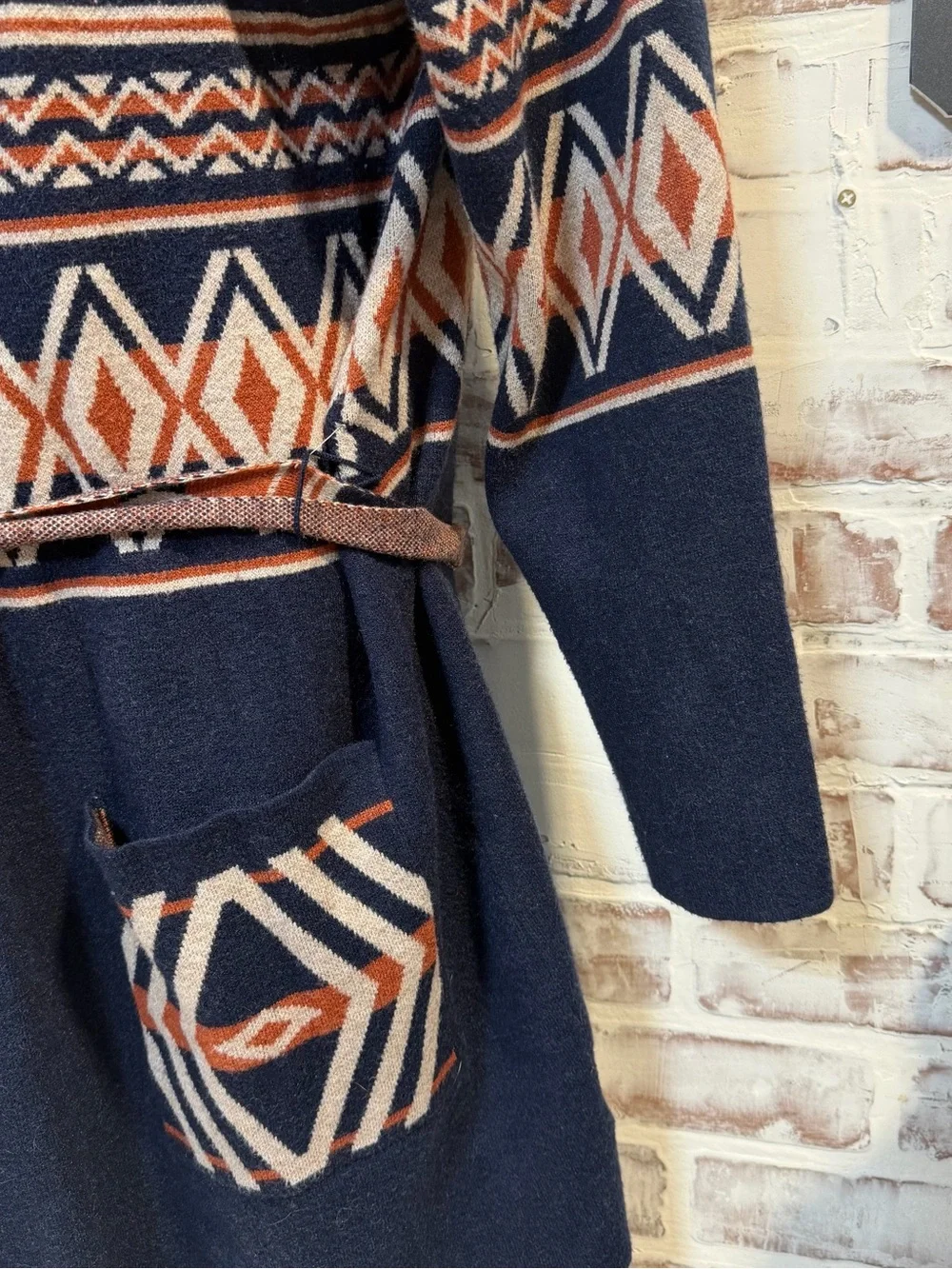 Rachel Zoe Navy & Rust Knit Cardigan 1X